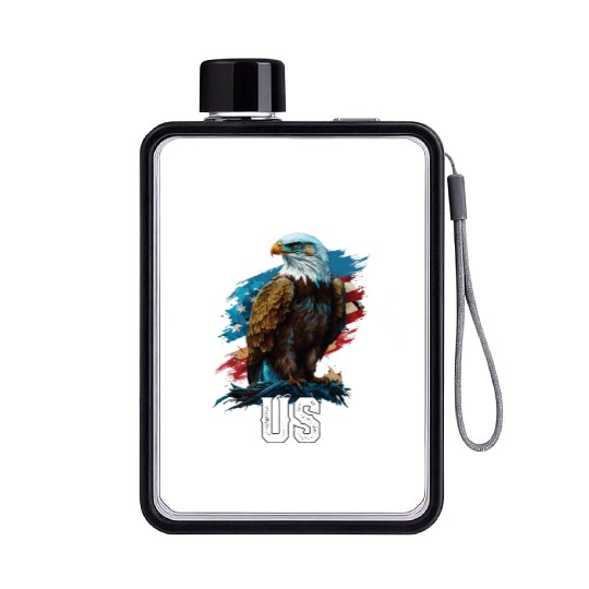 God Protect US American Bald Eagle Christian 4th Flat Water Bottles
