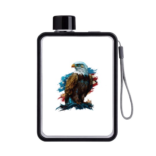 I Love Freedom I Love US American Bald Eagle Flat Water Bottles
