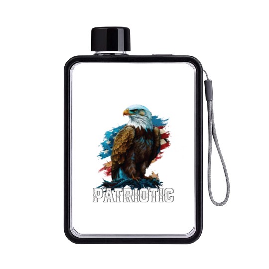 If We Could Be Patriotic USA American Bald Eagle Flat Water Bottles