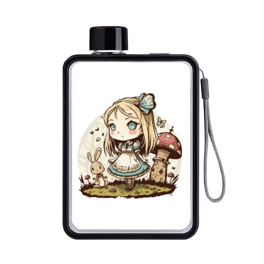 Chibi in Wonderland Flat Water Bottles