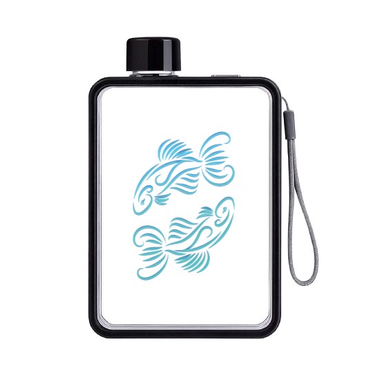 Pisces Zodiac Fish Water Sign Blue Green Flat Water Bottles