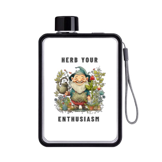 Herb Your Enthusiasm Garden Gnome - Herb Garden Flat Water Bottles