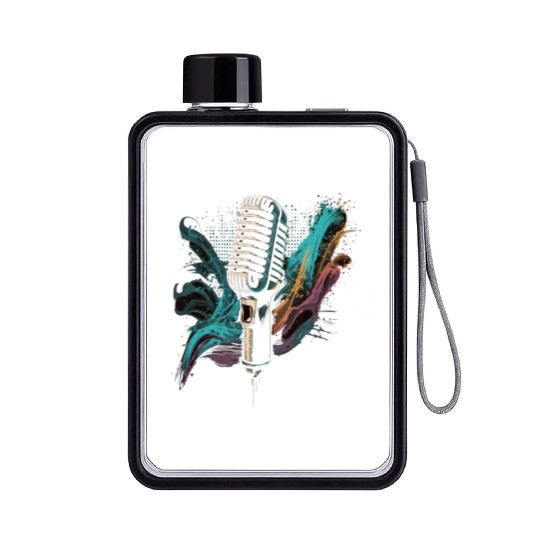 AV Technician Sound Waves Microphone Audio Music Flat Water Bottles