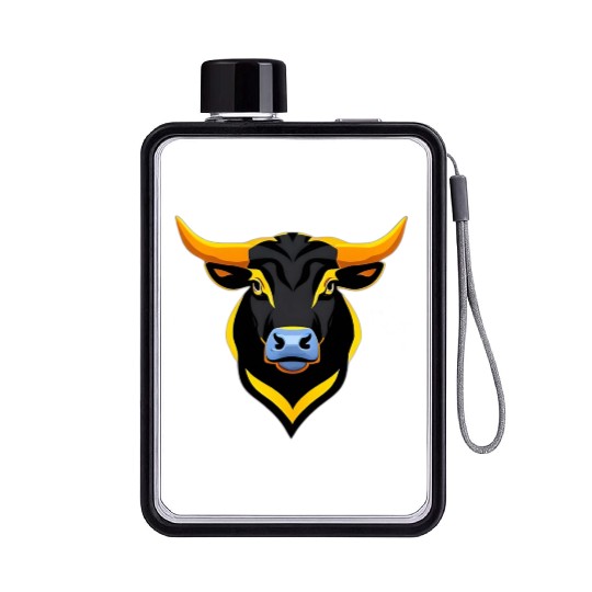 The angry bull Flat Water Bottles