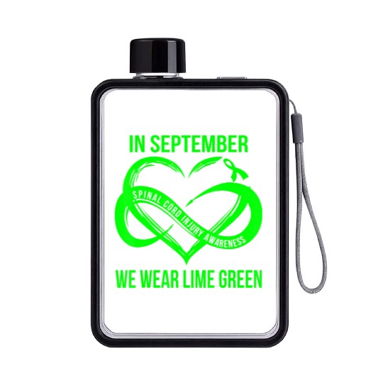 In September We Wear Lime Green Spinal Cord Injury Flat Water Bottles
