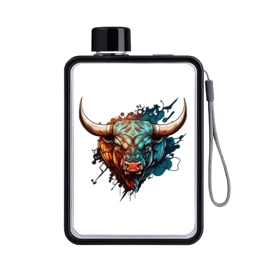 bull angry 1 Flat Water Bottles