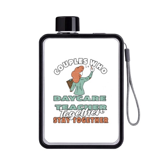 Daycare Teacher Couple Flat Water Bottles