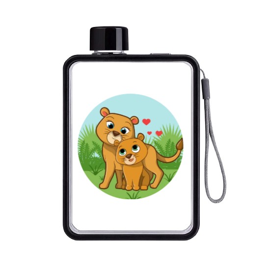 Mother Lion Baby Lion Flat Water Bottles