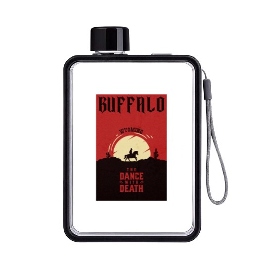 Buffalo Wyoming wild west town Flat Water Bottles