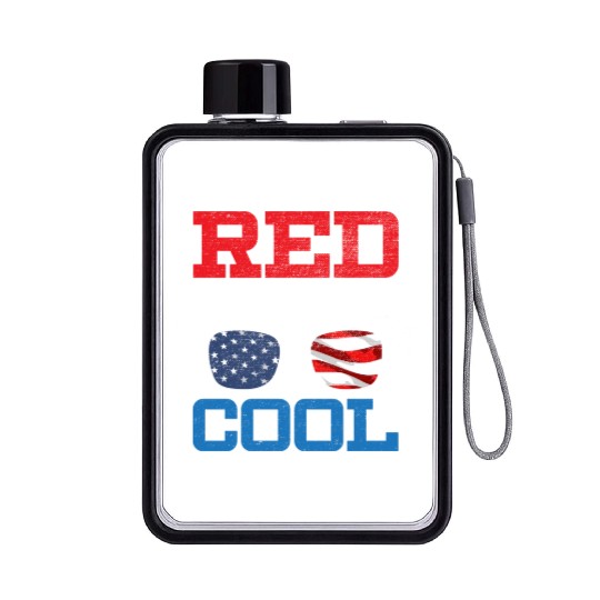 Red White And Cool America USA Flag 4th Of July Flat Water Bottles