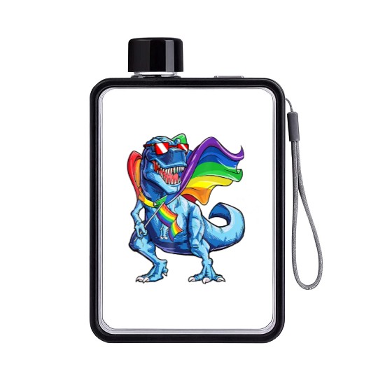 Dinosaur gay pride flag lgbt lesbian bisexual Flat Water Bottles