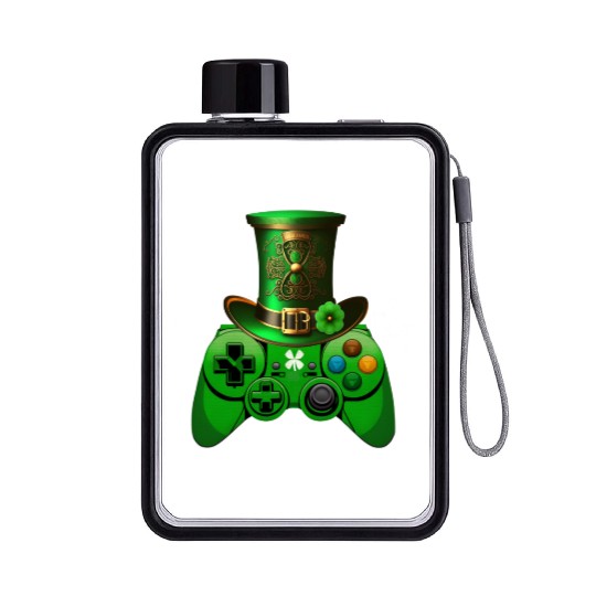 St Patricks Day Video Game Flat Water Bottles | Gamer Leprechau