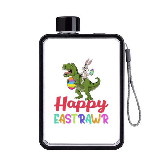 Dinosaur Bunny Happy Easter Sunday Flat Water Bottles
