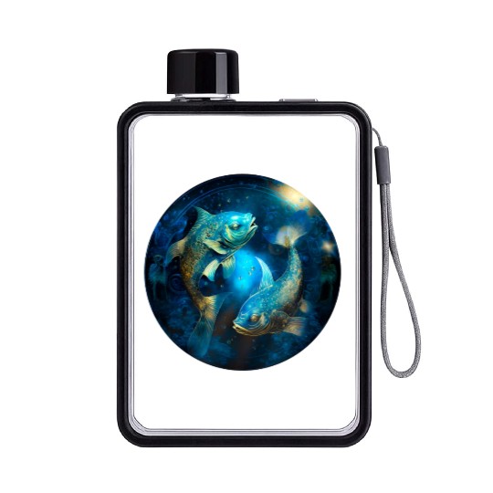 Pisces zodiac sign Flat Water Bottles