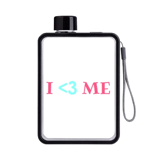 I love me, Heart, Positive, Cool, Stylish,Teens Flat Water Bottles