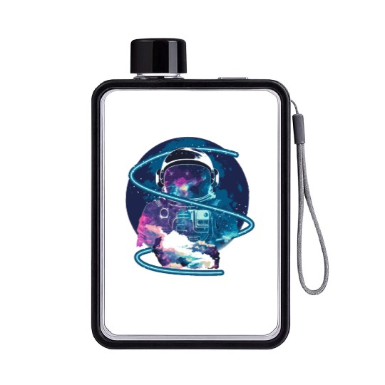 Galaxy Astronaut Full Moon Astronomy Space Science Flat Water Bottles
