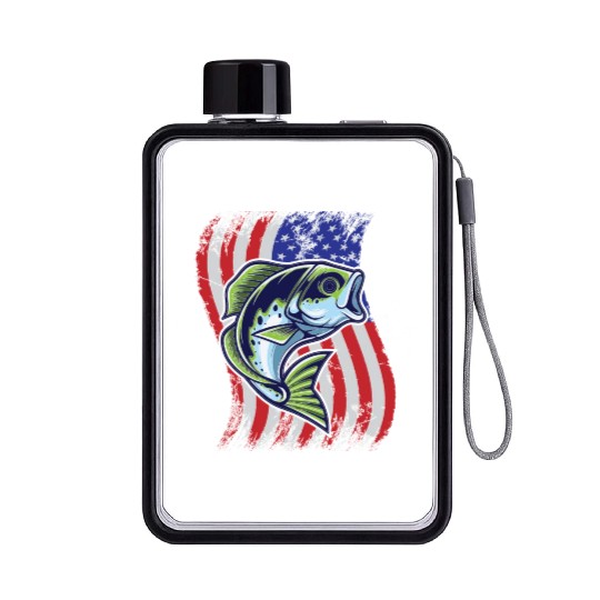 US Bass Fish Flat Water Bottles
