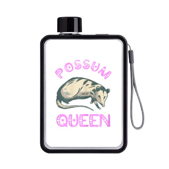 Possum Queen Cute Opossum Lover Funny Flat Water Bottles