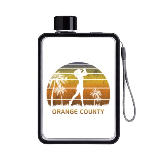 Retro Orange County Women's Golf Golfing Fan Flat Water Bottles