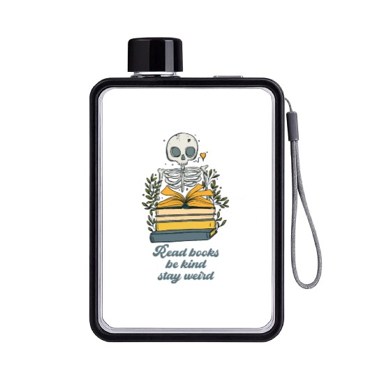 Read Books Be Kind Stay Weird Funny Book Lover Flat Water Bottles