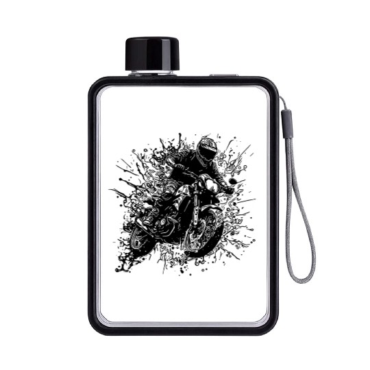 Motorcycle Racing Jump Splash Style Flat Water Bottles