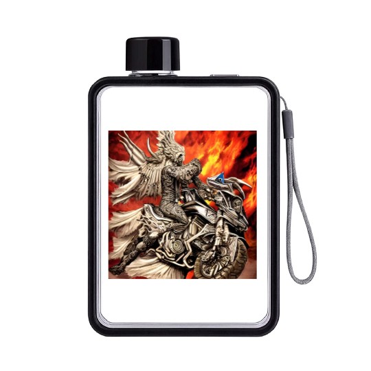 Devil Hellfire Riding Motorcycle Flat Water Bottles