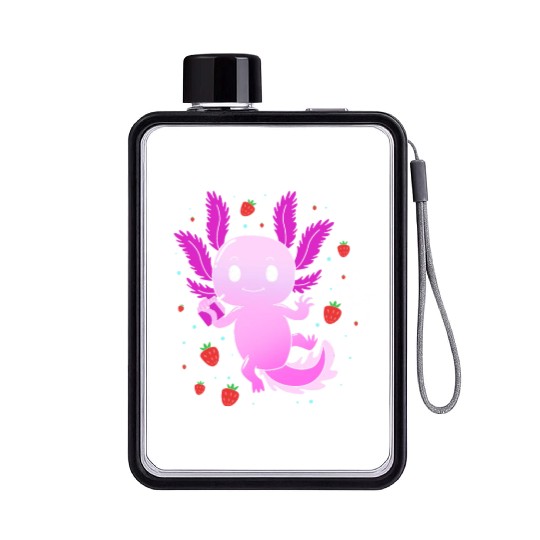 Pastel Gothic Aesthetic Axolotl Strawberry Milk Flat Water Bottles