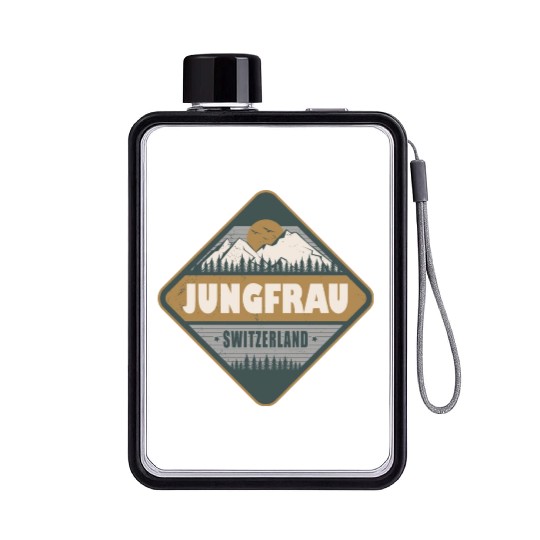 Jungfrau Switzerland Vintage Hiking Design Flat Water Bottles
