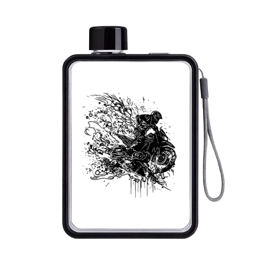 Racing Motorcycle Splash Style Flat Water Bottles