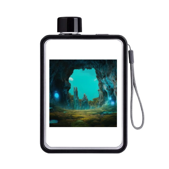 Bioluminescent Underground Landscapes Flat Water Bottles