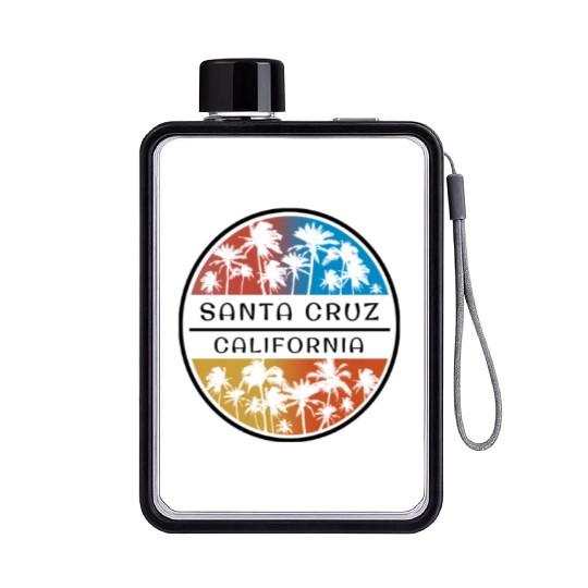 Santa Cruz California Palm Tree Stylish Vacation Flat Water Bottles