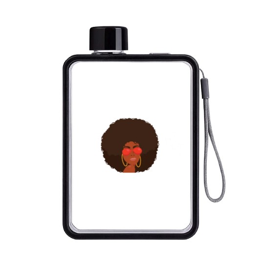 Afro Black Girl Pride Afro Girl Afrocentric Melani Flat Water Bottles