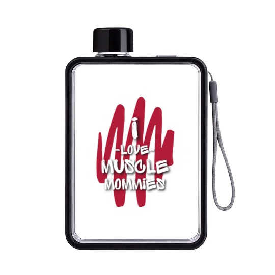 I Love Muscle Mommies Flat Water Bottles
