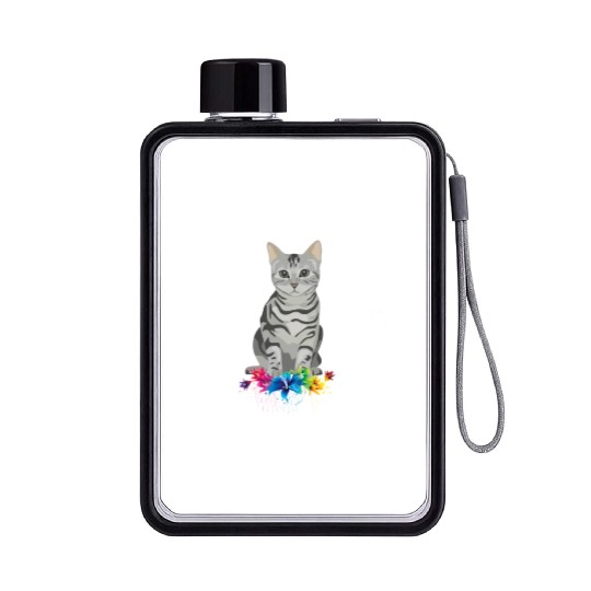 Show Me Your Kitties Flower Cat Lovers Mothers Day Flat Water Bottles