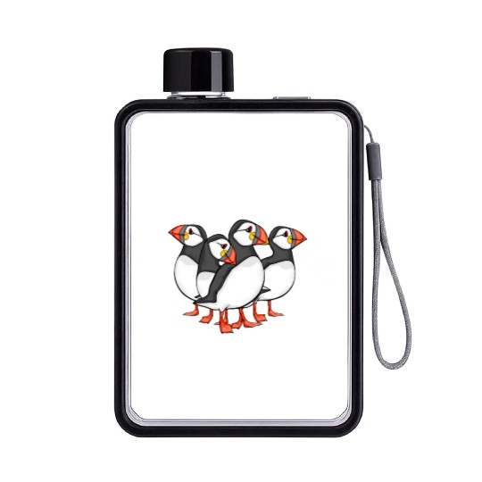 Atlantic Puffin Bird Lover Gift Women Cute Puffin Flat Water Bottles