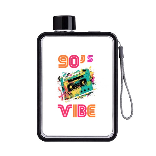 90s Vibe - I Love The 90s - Retro 90s Neon Flat Water Bottles