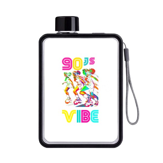 90s Vibe - I Love The 90s - Retro 90s Neon Flat Water Bottles