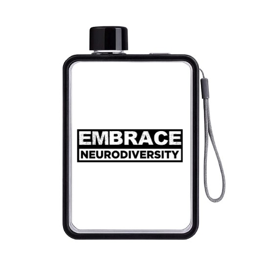 Neurodiversity Embrace ADHD Autism ASD Rainbow Flat Water Bottles