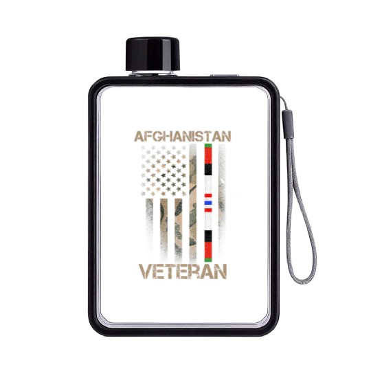 Afghanistan Veteran American US Flag Proud Army Mi Flat Water Bottles