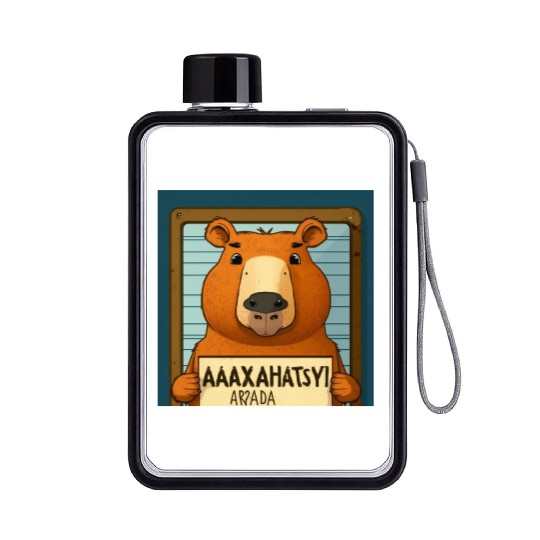 Capybara Mugshot Outlaw: Wanted for 93 Felonies Na Flat Water Bottles