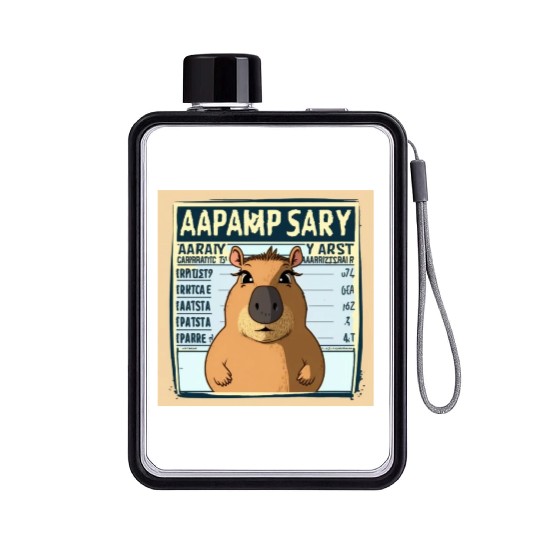 Wanted for 93 Felonies Na Capybara Mugshot Outlaw Flat Water Bottles