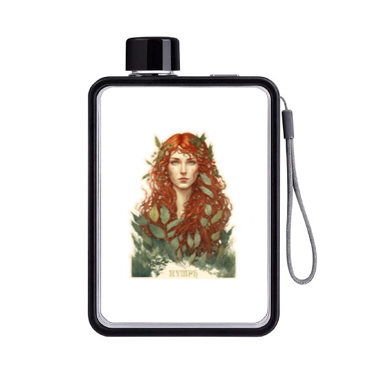 druid red hair spring forest elf nature fairy Flat Water Bottles