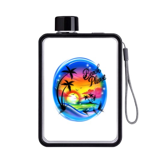 Beach Please Airbrush Colorful Flat Water Bottles