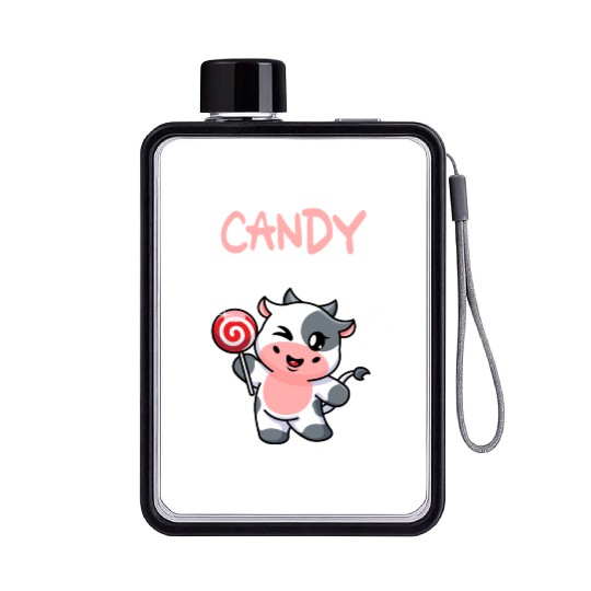 Candy Queen I Lollipop I Cow I Kids I Candy Flat Water Bottles