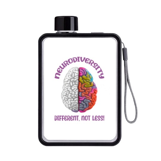 "Different, Not Less" Neurodiversity Flat Water Bottles