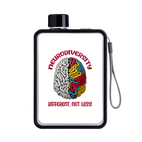 "Different, Not Less" Neurodiversity Flat Water Bottles