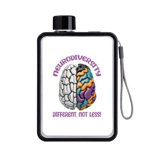 "Different, Not Less" Neurodiversity Flat Water Bottles