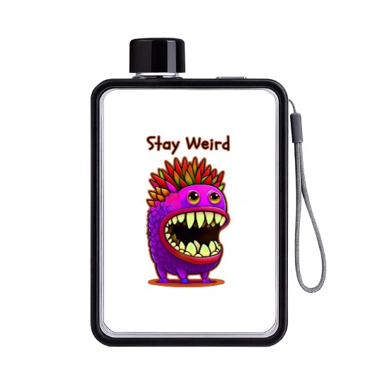 Stay Weird Monster Doodle Violet Flat Water Bottles