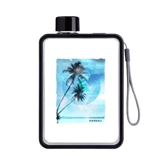 Artistic Nassau Bahamas Palm Tree Vacation Flat Water Bottles