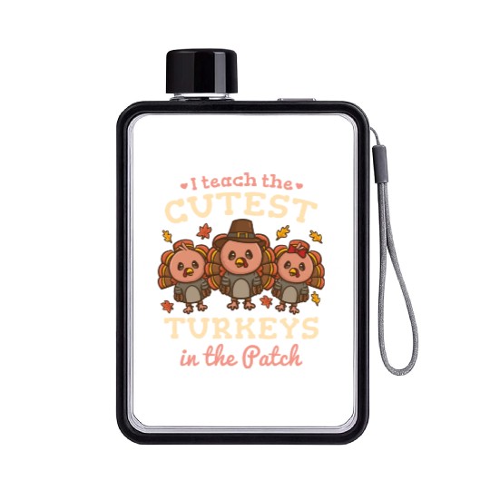 Teacher Thanksgiving Turkey Thanksgiving Day Flat Water Bottles